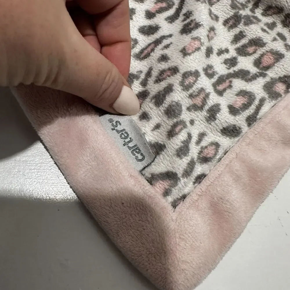 Carters Bear Kitty Cat Lovey Leopard Cheetah‎ Print Pink Plush Security Blanket